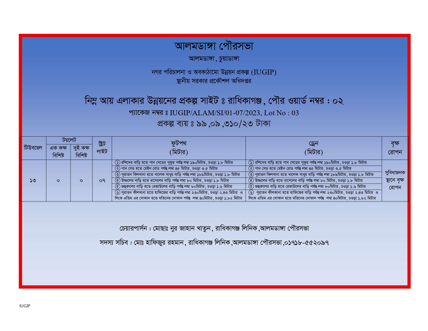 আলমডাঙ্গা পৌরসভার নিম্নআয় এলাকা প্রকল্প সাইট